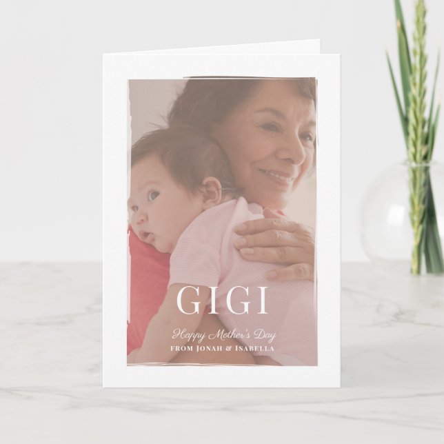 Cartão Placa de Dia de as mães Gigi com Sobreposição Brut (Frente)