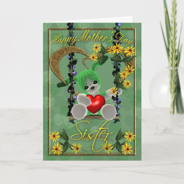 Cartão Placa de dia de as mães, irmã (Frente)