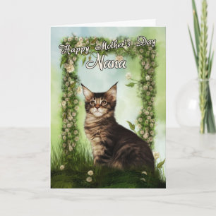 Cartão Placa De Dia de as mães Nana Com Gato Gelado