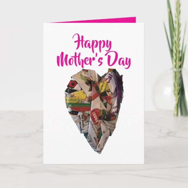 Cartão Placa de Dia de as mães para escultura cardíaca em (Frente)
