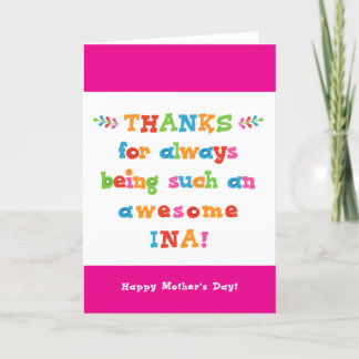 Cartão Placa de dia de as mães para Ina