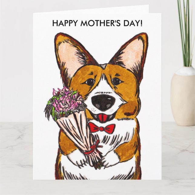 Cartão Placa de dia de as mães para o Corgi Mães (Frente)