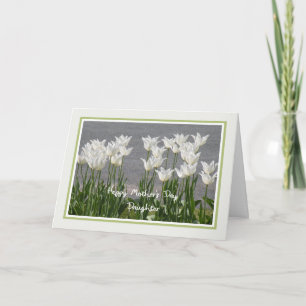 Cartão Placa de dia de as mães para Tulipas Brancas Filh