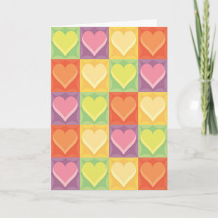 Cartão Placa de Dia de as mães Pastel Patchwork Hearts