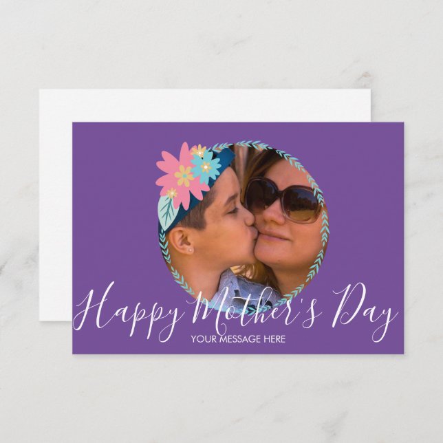 Cartão Placa de Dia de as mães primavera Floral Greenery  (Frente/Verso)