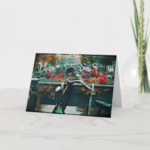 Cartão Placa de Dia de os namorados de bicicleta de Vinta