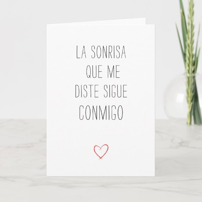 Cartão Placa De Dia de os namorados Simples Em Espanhol (Frente)