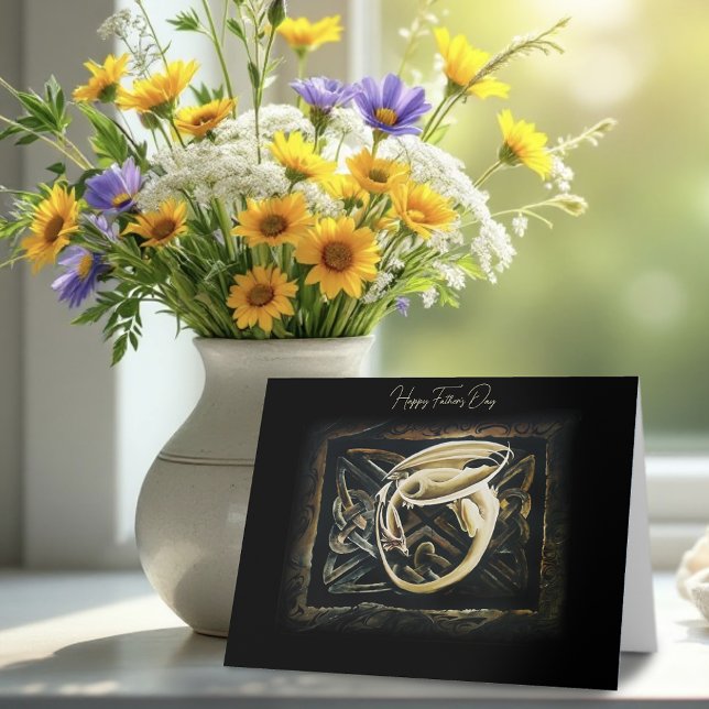 Cartão Placa de Dia de os pais Celtic Familiar Dragon (Criador carregado)