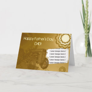 Cartão Placa de Dia de os pais do trator: adicione sua fo