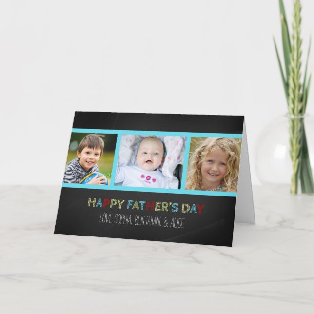 Cartão Placa de Dia de os pais Feliz para Foto Chalkboard (Frente)