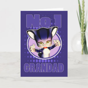 Cartão Placa de dia de os pais - Gato bonito - Avô No1