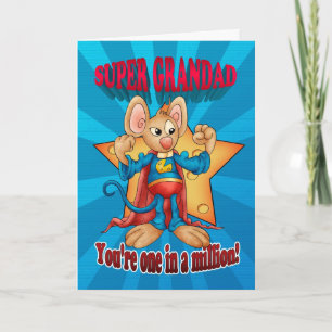 Cartão Placa de dia de os pais - Mouse Super Avô - Um Em