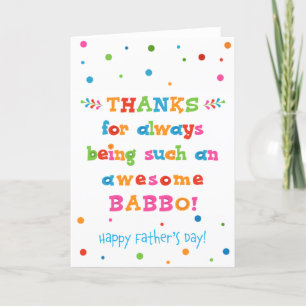 Cartão Placa de dia de os pais para Babbo