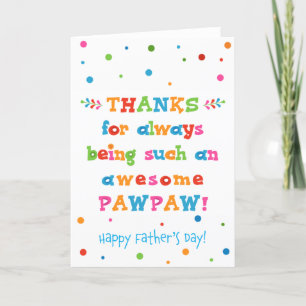 Cartão Placa de dia de os pais para Pawpaw