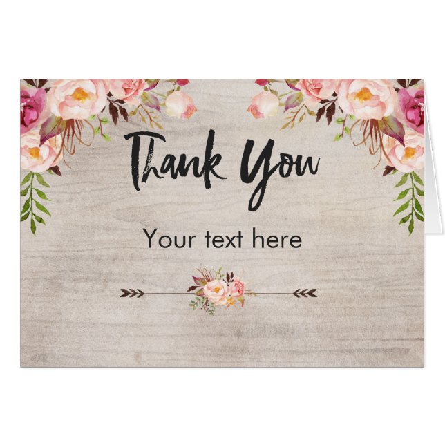 Cartão Placa de dobramento de boho floral russo (Frente horizontal)