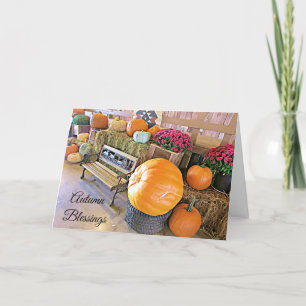 Cartão Placa de Exibição de Pumpkins de Queda de Hallow