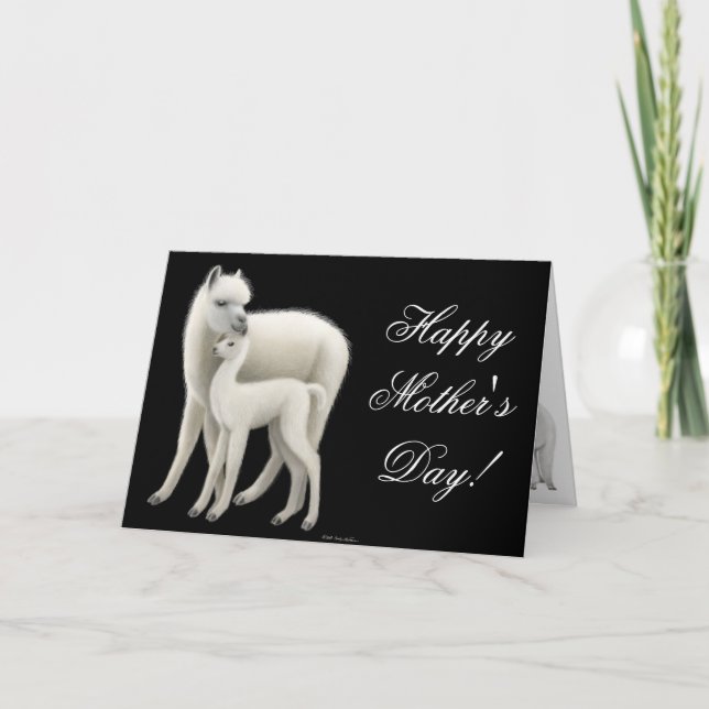 Cartão Placa de Feliz dia de as mães Alpaca (Frente)