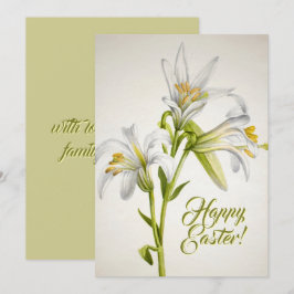 Cartão Placa de Felz pascoa Vintage White Lily Flowers