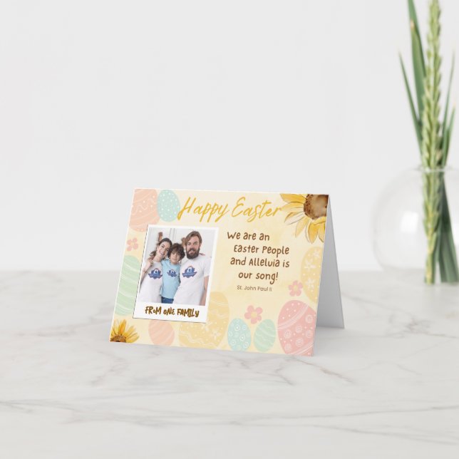 Cartão Placa de Férias Plana de Páscoa de Fotografias Per (Frente)