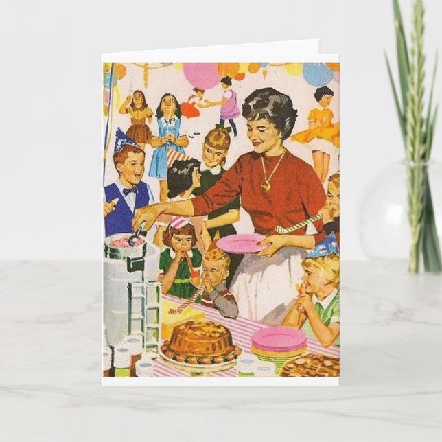 Cartão Placa de Festa de aniversário de Celebração Retroa (Frente)