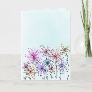 Cartão Placa de Flor de Aquarela