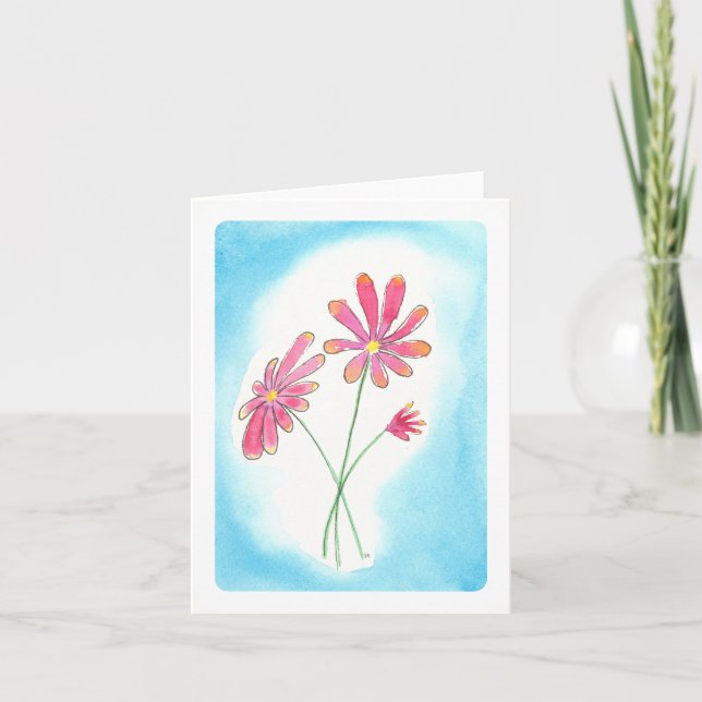 Cartão Placa de Flor Rosa (Frente)