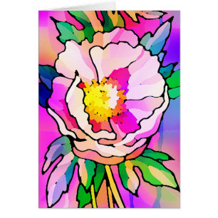 Cartão Placa de Flor Rosa Abstrato Moderna