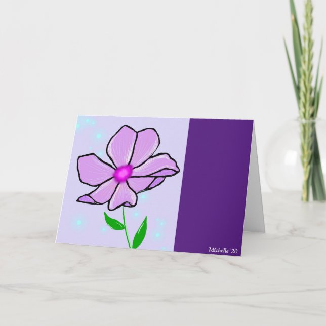 Cartão Placa de Flor Roxa (Frente)