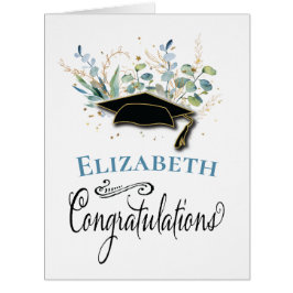 Cartão Placa de Formando para Parabéns Dourados Eucalyptu