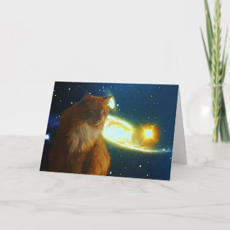 Cartão Placa de Gatinho de Espaço