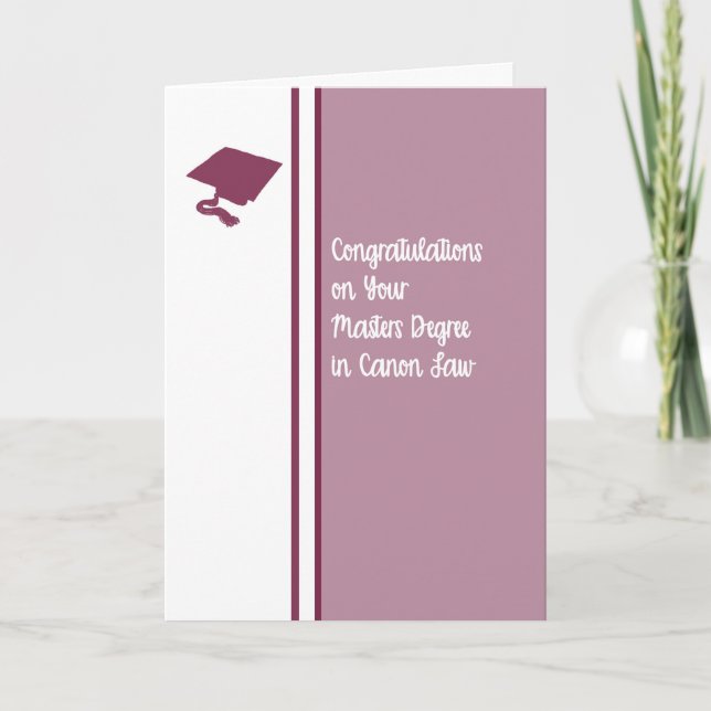 Cartão Placa de graduação de mestrados para a lei Canon (Frente)