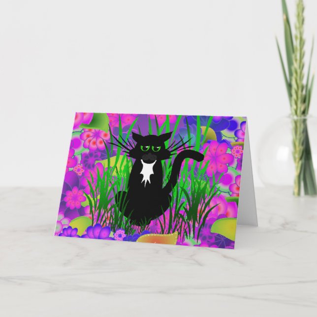 CARTÃO PLACA DE GREETING DE GATO PRETO (Frente)