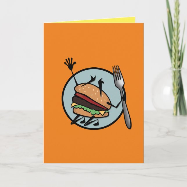 CARTÃO PLACA DE GREETING VERTICAL DE CHEESEBURGER FUNNY (Frente)