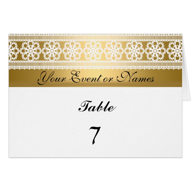 Cartão Placa de Grupo de Números de Tabela Branco Dourado (Frente Horizontal)