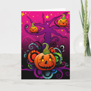 Cartão Placa de Halloween de Abóbora