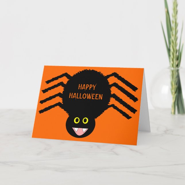 Cartão Placa de Halloween de Aranha Negra (Frente)