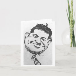 Cartão Placa de homem sorridente, branca e preta, interio