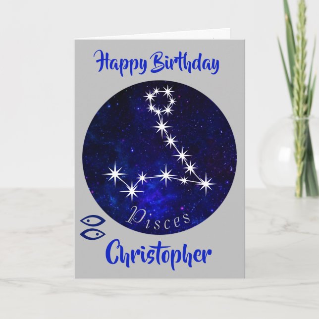 Cartão Placa de Horóscopo dos Peixes Zodiosos (Frente)