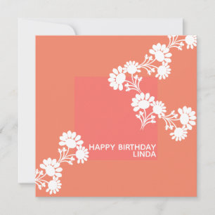 Cartão Placa de Ilustração Laranja Floral com Bloco de Du