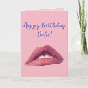 Cartão Placa de Lábios Rosa Personalizada Feliz Aniversár
