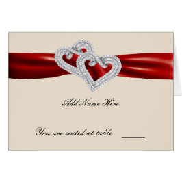 Cartão Placa de Local de Fita Vermelha de Corações Person