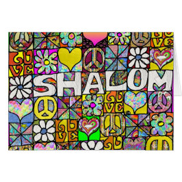 Cartão Placa de LOVE Shalom Psicodélica Retro 60s
