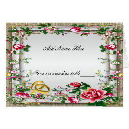 Cartão Placa de lugar de Mesa dobrada para Rosas vermelha