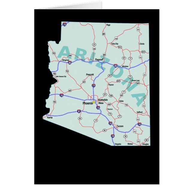 Cartão Placa de Mapa de arizona (Frente)