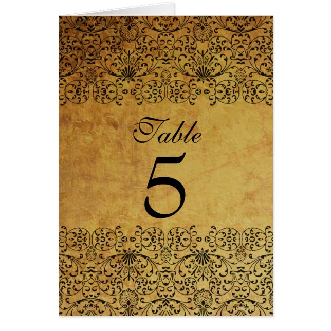 Cartão Placa de mesa de casamento tema damasco preto esma (Frente)