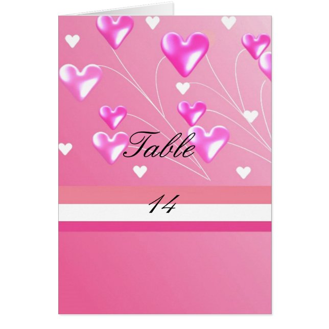 Cartão Placa de Mesa de Corações Rosa (Frente)