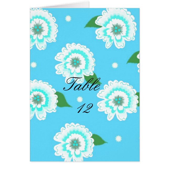 Cartão Placa de Mesa Floral Azul (Frente)