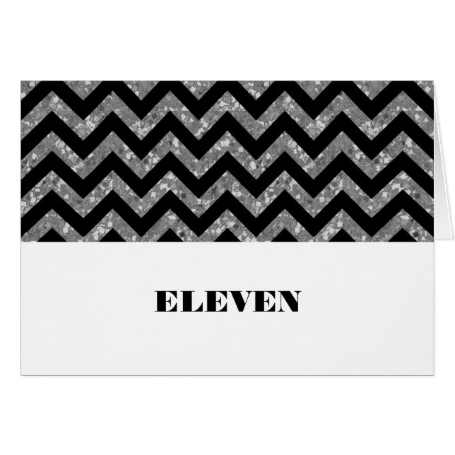 Cartão Placa de Mesa Glitter Silver Chevron (Frente Horizontal)