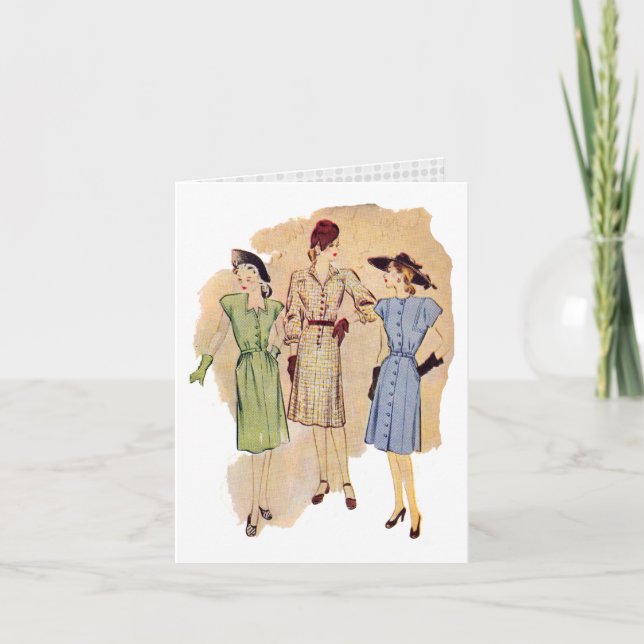 Cartão Placa de Moda Vintage 1940s (Frente)