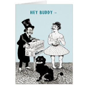 Cartão Placa de Namorados Vintage Busker Buddies